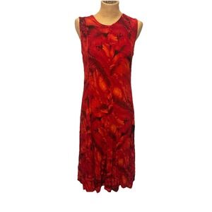 VTG American Angel Dress Womens Medium  Red Floral Midi  Sleeveless‎ 90s Grunge